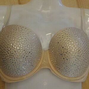 Victoria's Secret Dream Angels LINED DEMI Bra FASHION SHOW 32DDD RHINESTONE Nude